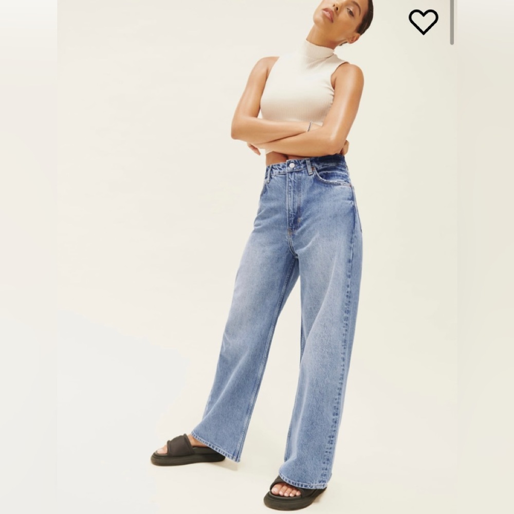 Reformation  Wilder High Rise Wide Leg Cropped Jeans